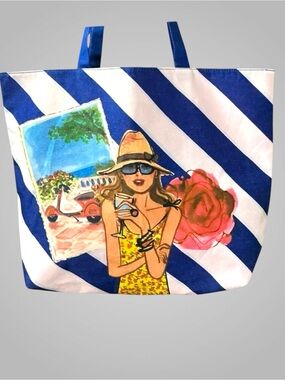Lancome Fashion Tote Striped Beach Vacation Summer
